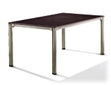 Sieger 1780-60 Exclusiv-Tisch mit Puroplan-Platte 165 x 95 cm, Aluminium-Gestell champagner, Tischplatte Schieferdekor mocca