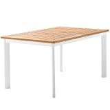 Sieger 687/W Gartentisch mit Aluminium-Gestell und Platte aus Plantagen-Teakholz, weiß