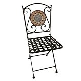 Siena Garden Stuhl Prato Tisch halbrund Eisen mit Mosaikoptik, 70 cm, mehrfarbig