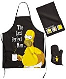 Simpsons Kochschürze Grillset The Last Perfect Man Grillschürze Handtuch + Ofenhandschuh - Homer Simpson Küchen-Set