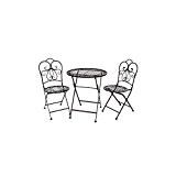 Sitzgarnitur, Balkongarnitur Bistroset 1 Tisch mit 2 Stühlen aus Eisen Denk WA