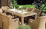 Sitzgruppe Garten Garnitur Tisch und 8 Sessel / Stühle Rattan Polyrattan Geflecht Gartenmöbel natur-beige-braun Neapel8