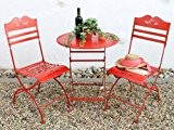 Sitzgruppe "Passion" Tisch mit 2 Stühle Set aus Metall Rot Gartenstuhl Gartentisch