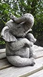 Skulptur Großer Elefant mit gehobenem Rüssel, Handgegossener Stein, Gartenornament/Statue