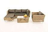 Sofa-Garnitur CP055, Lounge-Set Gartengarnitur, Poly-Rattan ~ Kissen anthrazit, natur