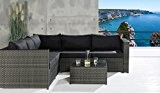 Sofa Lounge Set 3 tlg. Gartensitzgruppe grau Outdoor Sitzgruppe Poly Rattan