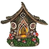 Solar Powered beleuchtet Fairy Woodland Cottage/Dwelling Garten Ornament