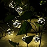 Solar Powered Silber Marokkanische Orb warmweiße LED-Schnur-Licht 5M 20 LED für Outdoor Gartenzaun Patio Weihnachtsfest -Hochzeit Dekoration