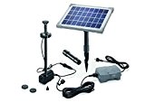 Solar Teichpumpe 5 Watt Solarmodul 160 l/h Förderleistung mit Akku und LED Beleuchtung 50 cm Förderhöhe esotec pro Komplettset Gartenteich, ...