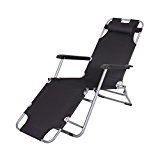 Sonnenliege und Liegestuhl mit verstellbarem Nackenkissen klappbarer Campingstuhl mit Doppelfunktion in schwarz