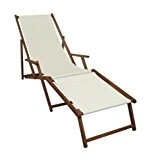 Sonnenliege weiß Liegestuhl Fußablage Gartenliege Holz Deckchair Strandstuhl Gartenmöbel 10-303 F