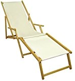 Sonnenliege weiß Liegestuhl klappbare Gartenliege Deckchair Strandstuhl Gartenmöbel Holz 10-303 N F
