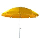 Sonnenschirm 240 cm UV35+ Strandschirm gelb weiß knickbar Balkon Schirm Volant