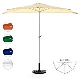 Sonnenschirm halbrund mit Schirmständer und Schirmschutzhülle Wandschirm Balkonschirm (Beige), 270cm breit, 140cm tief, Polyester 160 g/m², Gewicht 5kg