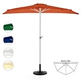 Sonnenschirm halbrund mit Schirmständer und Schirmschutzhülle Wandschirm Balkonschirm (Orange), 270cm breit, 140cm tief, Polyester 160 g/m², Gewicht 5kg