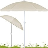 Sonnenschirm höhenverstellbar mit Neigefunktion 200cm beige - Strandschirm Marktschirm Gartenschirm