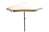 Sonnenschirm mit Kurbel und Krempe 3 Meter beige rund Schirm