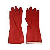 Sourcingmap® Industrie Wasserdicht Handschutz Gummi beschichtet Handschuhe Paar Rot