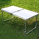 SPEED Campingtisch Klapptisch Koffertisch klappbar Tisch (Maße: 120x60x54/70CM, Weiß,mit Loch f. Regenschirm)