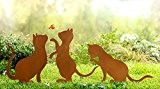 SSITG 3 Edelrost Gartenstecker Katze Katzen Kätzchen Metall Rost Deko Gartendeko NEU