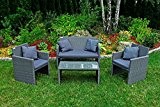 SSITG Gartenmöbel Polyrattan Lounge Sofa Gartenset Garnitur Sitzgruppe SAPPHIRE SOFIA