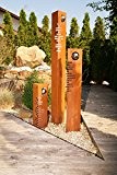 SSITG Säulen Set Modern Edelrost mit Edelstahl - Kugeln Rost Garten Dekoration Stele