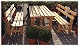 Stabile Holz Sitzgruppe Garten Garnitur 1 Tisch 2 Bänke