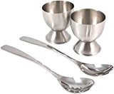 Stainless Steel Egg Cups with Egg Spoons (2 of Each Set) by Cornucopia Brands