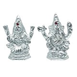 Staute der Göttin Laxmi & Ganesha Murti Silber Ton religiösen Hindu-Staue Geschenk