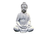 Steinfigur Buddha, sitzend, aus Steinguss, Frostfest