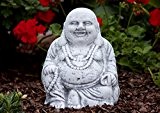 Steinfigur " dicker Buddha sitzend ", Frost- und wetterfest bis -30°C, massiver Steinguss