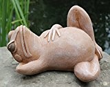 Steinfigur Frosch liegend - Terrakotta, Garten, Deko, Stein, Figur, Frostsicher