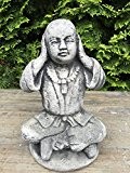 Steinfigur Gartenfigur Figur Dekofigur Buddha Mönch Nicht Hören Feng Shui H 23cm