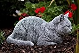 Steinfigur Grosse Katze Träumerle ca. 36 cm, frost- und wetterfest bis -30°C, massiver Steinguss