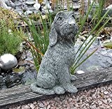 Steinfigur großer Hund Deko Garten Tier Tierfigur Gartenfiguren 37 cm massiver Steinguss