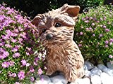 Steinfigur Hund, Gartenfigur Steinguss Tierfigur Terrakotta Patina