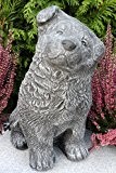 Steinfigur Hund groß, Gartenfigur Steinguss Tierfigur Basaltgrau