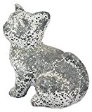 Steinfigur Katze 23 x 25cm - in Sandstein Optik - grau / weißgrau / schwarz - Steinguss - Steinstatue