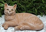Steinfigur Katze liegend groß - Terrakotta, Garten, Deko, Stein, Figur, Frostsicher
