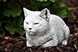 Steinfigur Katze ruhend, massiver Steinguss, frost- und wetterfest bis -30°C