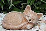 Steinfigur Katze schlafend in Terrakotta, Figur, Deko, Steinguss