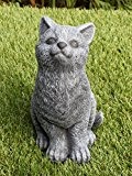 Steinfigur Katze sitzend - Schiefergrau, Garten, Deko, Stein, Figur, Frostsicher
