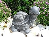 Steinfigur Schildkröte, Gartenfigur Steinguss Tierfigur Basaltgrau