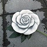 Steinfigur Steinblüte Blume Rose Steinrose weiß Steinguss Gartendeko Frostfrei 19 cm