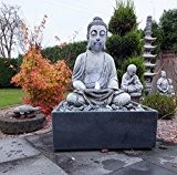 Steinfigur Terrassenbrunnen Wasserspiel Granit LED Beleuchtung Springbrunnen Gartenbrunnen Buddha Steinguss / Granit 87 cm