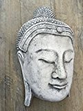 Steinfigur Wandrelief Buddha Kopf Büste Relief Feng Shui Garten Frostfest H 32cm