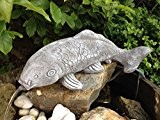 Steinfigur Wasserspeier Fisch Garten Deko-Steinguss-Koi Teich Gartenfiguren