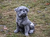 Steinfigur Welpe Hund Mops Gross 27 cm ca.6 kg Frostfest Wasserfest Stein Nr.081