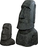 Steinfiguren Set Moai Kopf 100cm & 42cm Steinguss / Osterinseln Statue Haus und Garten