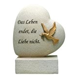 Steinherz mit Taube und Inschrift "Das Leben endet..." (Cremefarben)